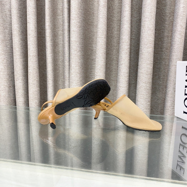 Loewe 25 Petal Slingback Beige Mesh Sheepskin