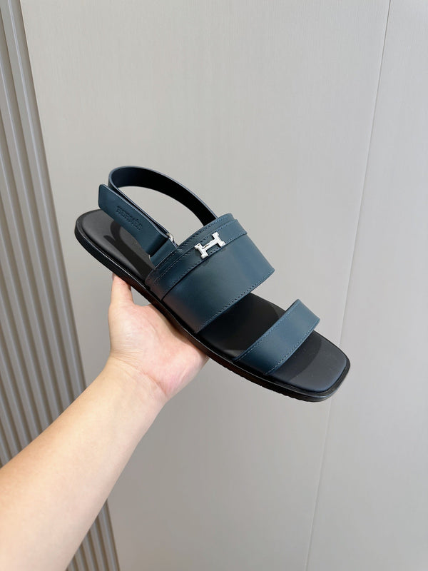 HM HENRIO FLAT SANDAL AEGEAN CALFSKIN