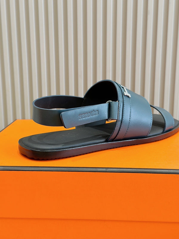 HM HENRIO FLAT SANDAL AEGEAN CALFSKIN