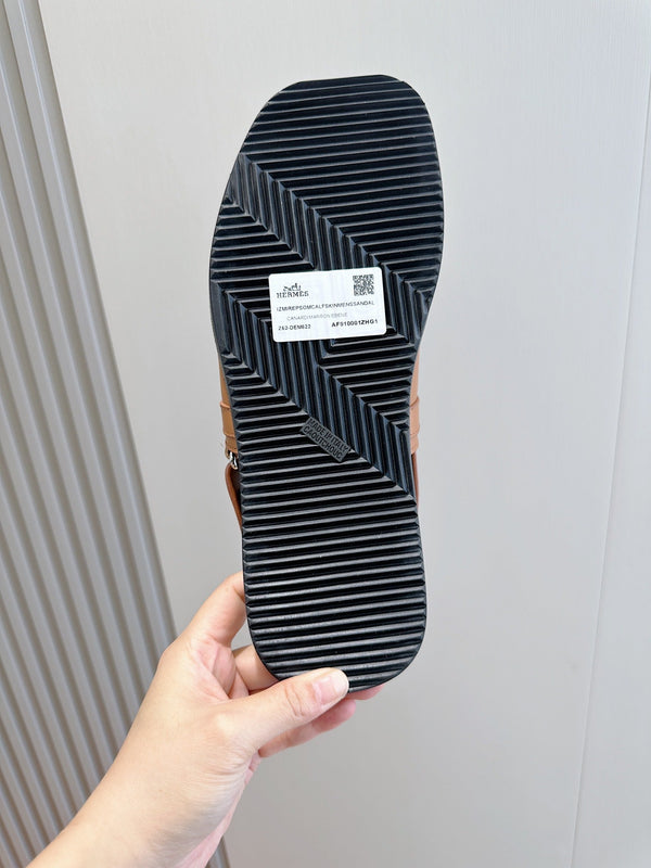 HM HENRIO FLAT SANDAL AEGEAN CALFSKIN