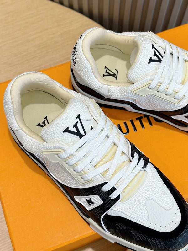 LV TRAINER BLACK DAMIER MIX WHITE GRAINED CALFSKIN
