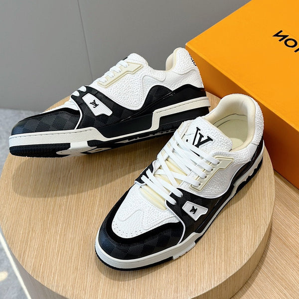 LV TRAINER BLACK DAMIER MIX WHITE GRAINED CALFSKIN