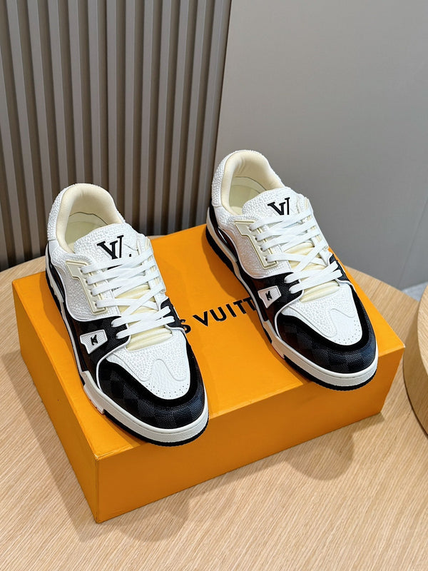 LV TRAINER BLACK DAMIER MIX WHITE GRAINED CALFSKIN