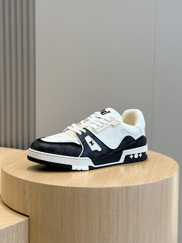 LV TRAINER BLACK DAMIER MIX WHITE GRAINED CALFSKIN