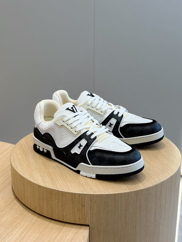 LV TRAINER BLACK DAMIER MIX WHITE GRAINED CALFSKIN