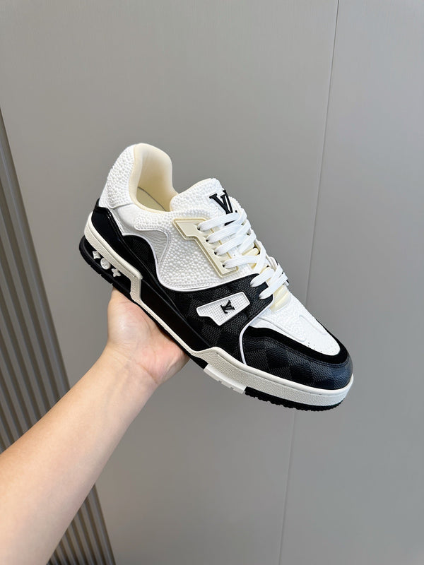 LV TRAINER BLACK DAMIER MIX WHITE GRAINED CALFSKIN