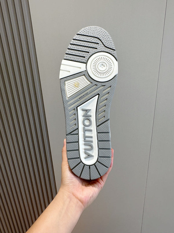 LV TRAINER BEIGE CREAM DAMIER MIX WHITE GRAINED CALFSKIN