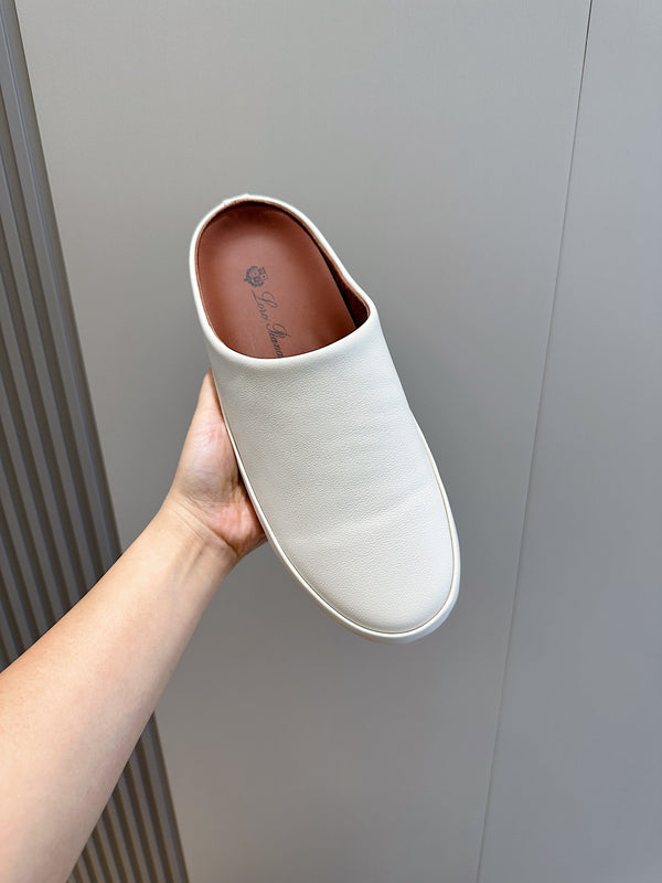 LP TOMORI SABOT MULES IN PELLE DI VITELLO BIANCA