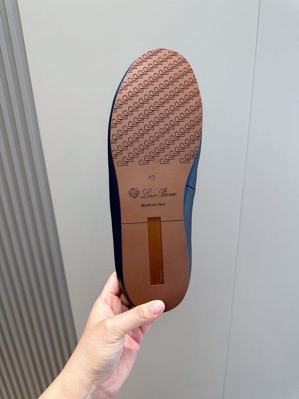 LP TOMORI SABOT MULES NAVY MESH CALFSKIN