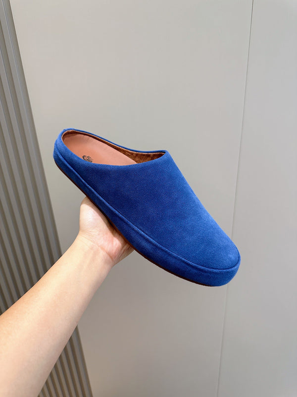 LP TOMORI SABOT MULES COBALT SUEDE