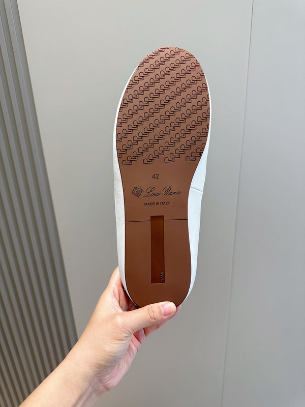 LP TOMORI SABOT MULES WHITE MESH CALFSKIN