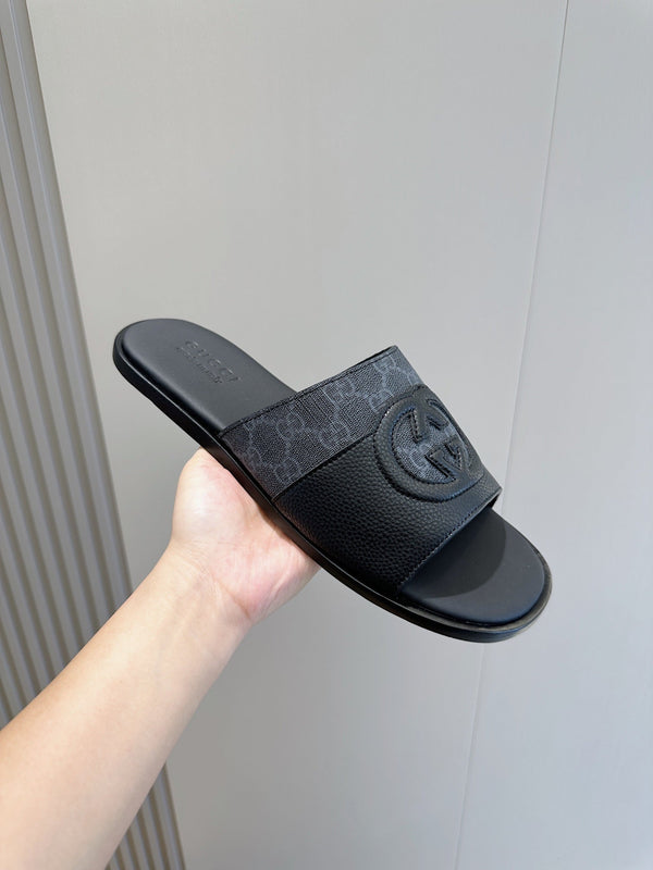 GG Men's Slide Black Cowhide 547704
