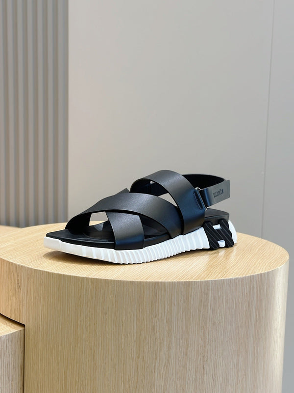 HM ELECTRIC SANDAL BLACK AND WHITE CALFSKIN