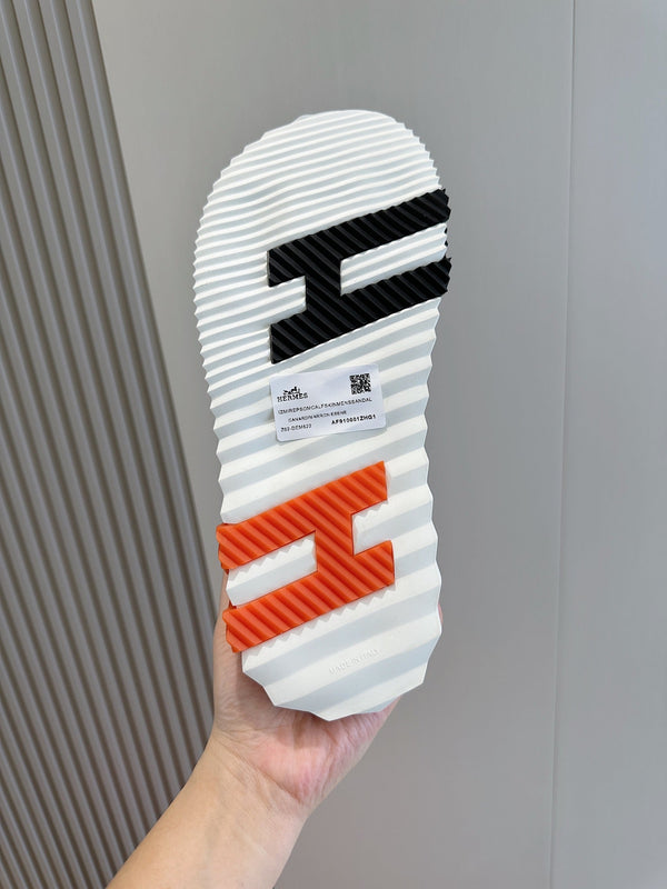 CIABATTE HM IN TELA MONOGRAMMA NERA E BLU MARINO