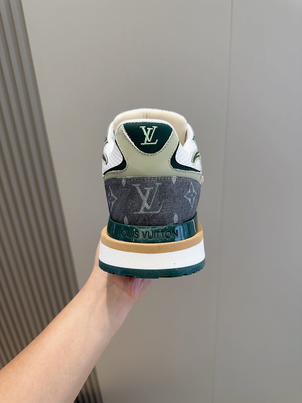 LV RUN AWAY SNEAKERS IN GREY MESH FABRIC AND SUEDE