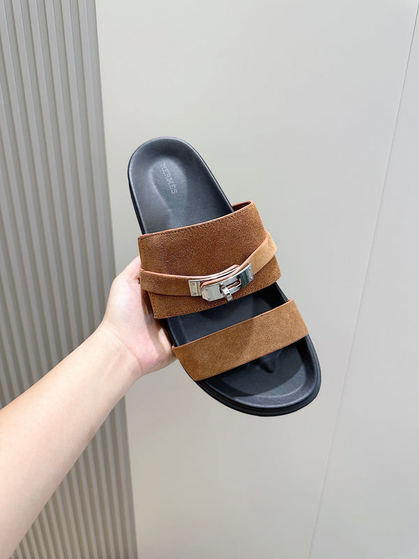 HM Jackson Slide da uomo in pelle scamosciata marrone 547709