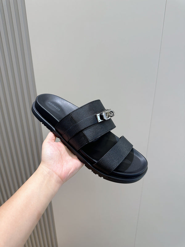 HM Men's Jackson Slide Black Epsom Calfskin 547711