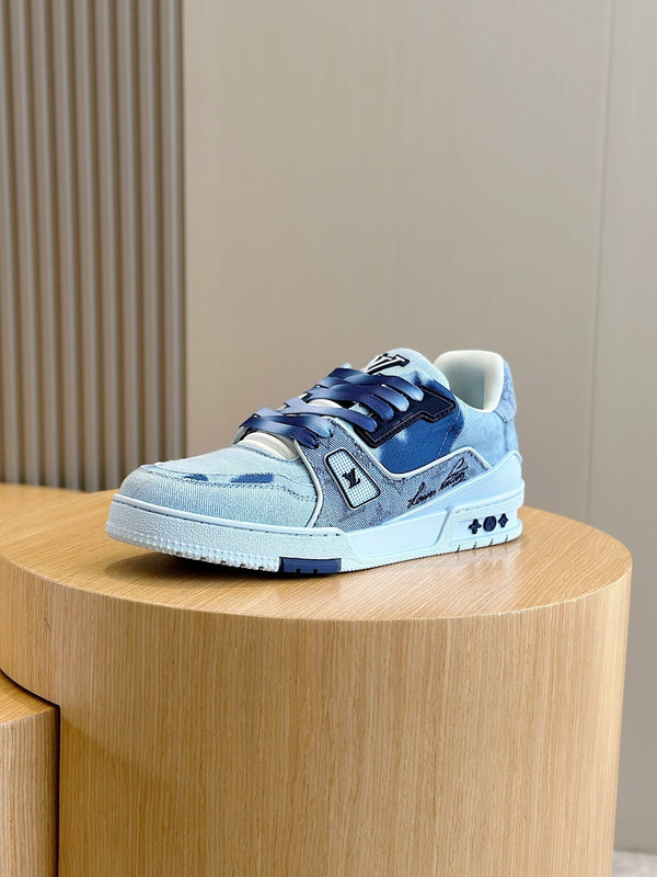 LV TRAINER SNEAKER LIGHT BLUE MONOGRAM DENIM