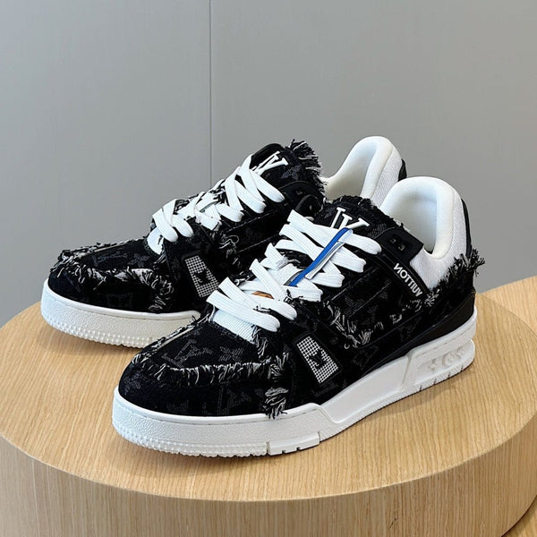 LV TRAINER SNEAKER BLACK MONOGRAM DENIM