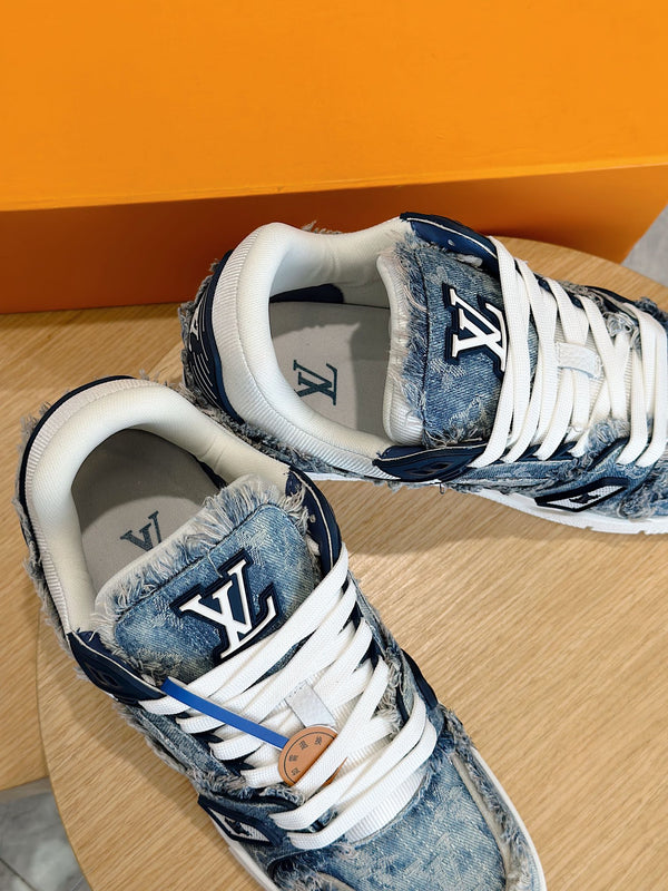 LV TRAINER SNEAKER CERULEAN BLUE MONOGRAM DENIM