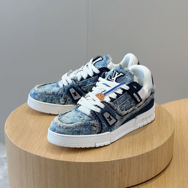 LV TRAINER SNEAKER CERULEAN BLUE MONOGRAM DENIM