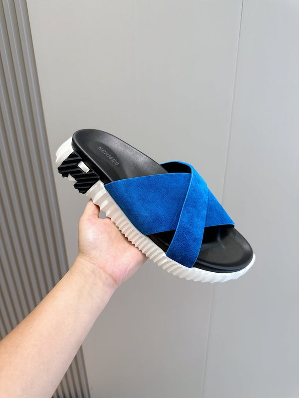 HM Infra Slide da uomo in pelle scamosciata blu 547632