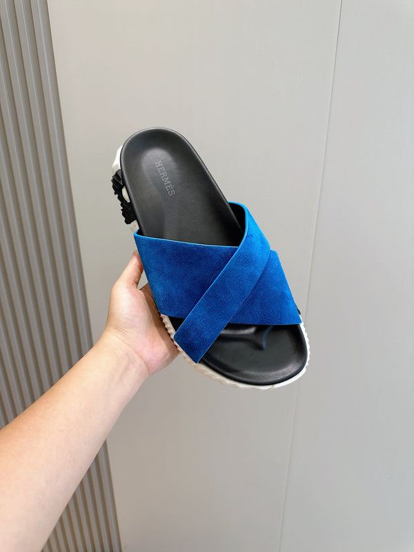 HM Infra Slide da uomo in pelle scamosciata blu 547632