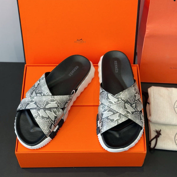 HM Men's Infra Slide Nero Pelle di vacchetta 599994