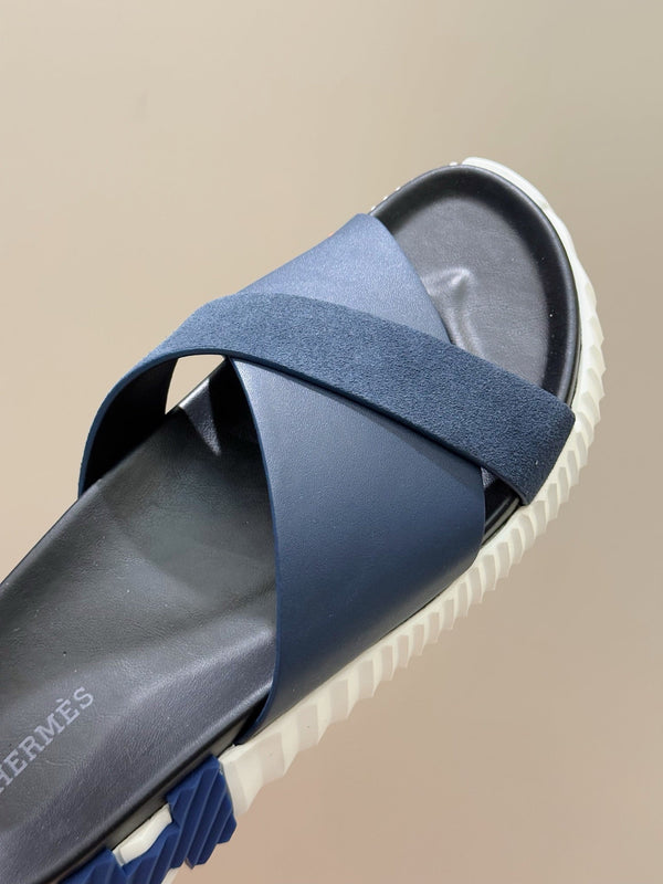 HM Men's Infra Slide Navy Blue Cowhide Suede 599997