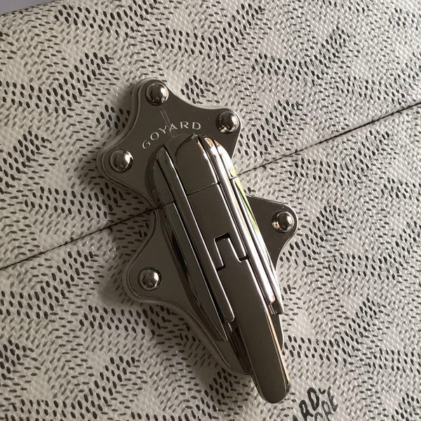 CASSETTE TRUNK BAG 21 IN WHITE GOYARDINE CANVAS & CLAMECY COWHIDE