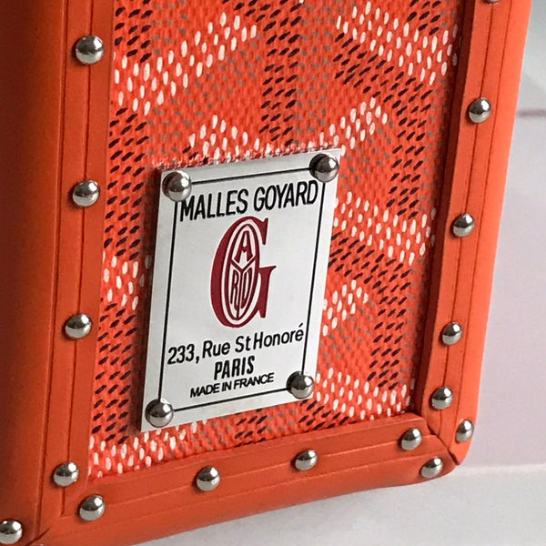 BORSA CASSETTE TRUNK 21 IN TELA GOYARDINE ROSSA E PELLE DI VACCA CLAMECY