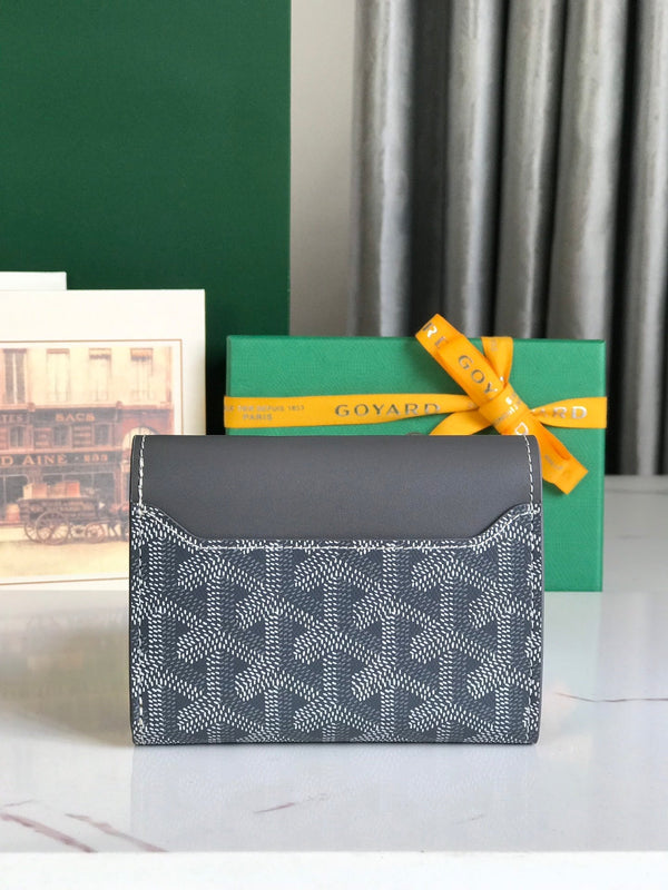 PORTAFOGLIO SAINT-GABRIEL 12 IN PELLE DI VITELLO GRIGIA E TELA GOYARDINE