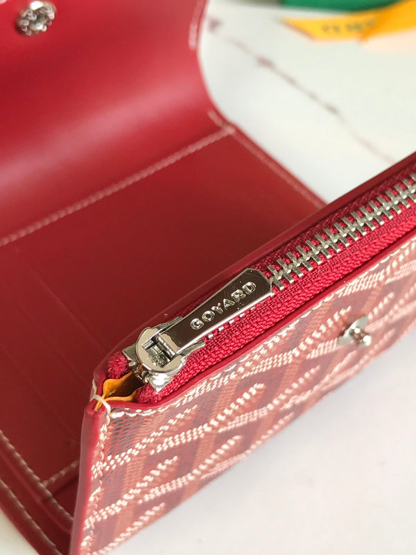 PORTAFOGLIO SAINT-GABRIEL 12 IN VITELLO ROSSO CLASSICO E TELA GOYARDINE