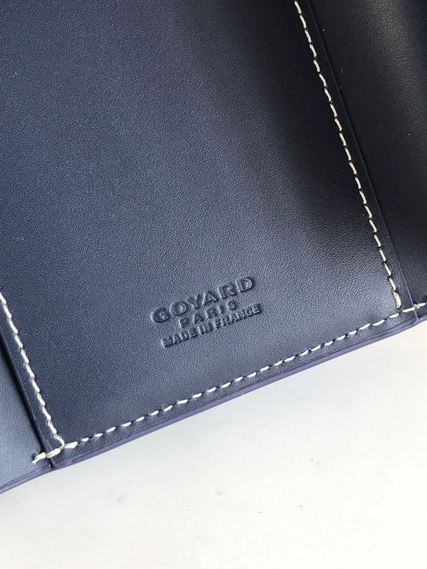 SAINT-GABRIEL WALLET 12 IN NAVY BLUE CALFSKIN AND GOYARDINE CANVAS