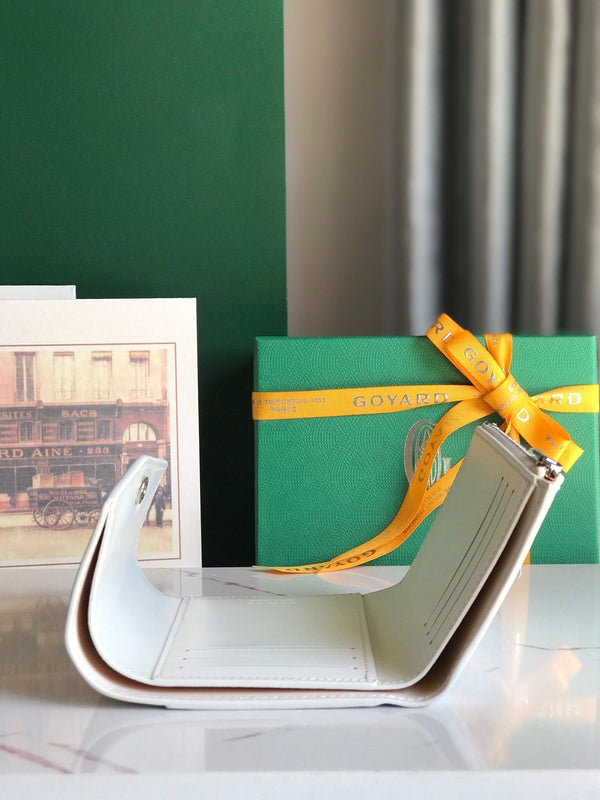 PORTAFOGLIO SAINT-GABRIEL 12 IN PELLE DI VITELLO BIANCA E TELA GOYARDINE