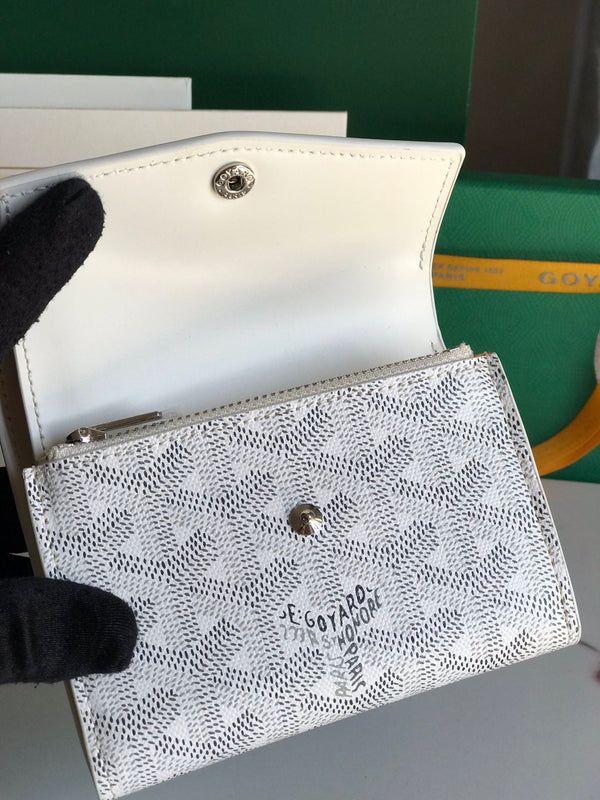 PORTAFOGLIO SAINT-GABRIEL 12 IN PELLE DI VITELLO BIANCA E TELA GOYARDINE