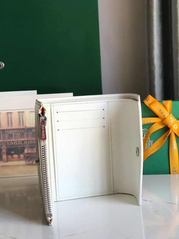 PORTAFOGLIO SAINT-GABRIEL 12 IN PELLE DI VITELLO BIANCA E TELA GOYARDINE