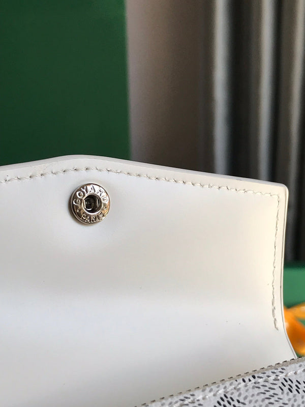 PORTAFOGLIO SAINT-GABRIEL 12 IN PELLE DI VITELLO BIANCA E TELA GOYARDINE