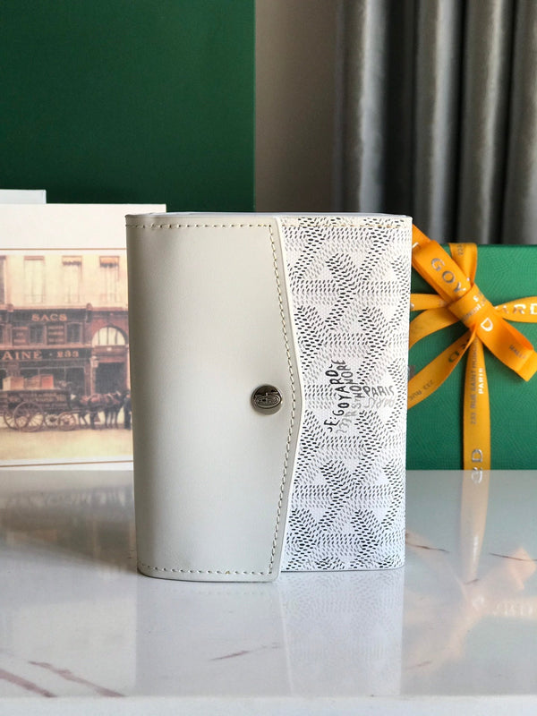 PORTAFOGLIO SAINT-GABRIEL 12 IN PELLE DI VITELLO BIANCA E TELA GOYARDINE