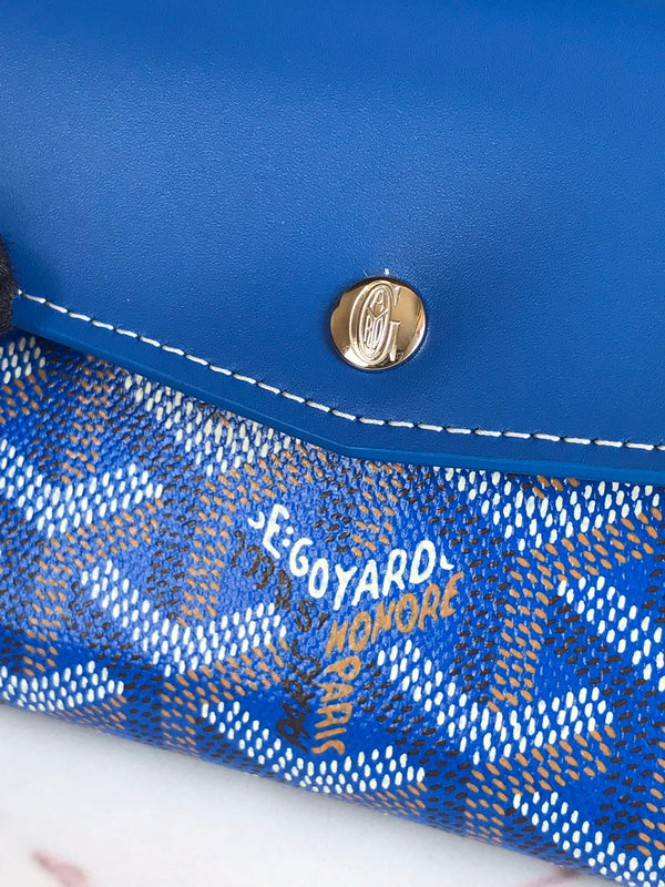 SAINT-GABRIEL WALLET 12 IN SAPPHIRE BLUE CALFSKIN AND GOYARDINE CANVAS