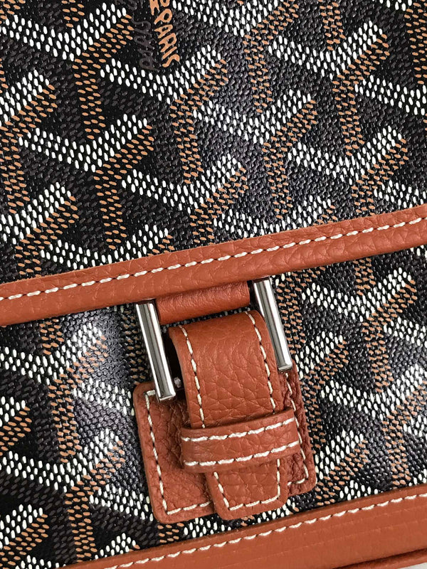 GRAND BLEU 16 IN TELA GOYARDINE NERA E PELLE DI AGNELLO MARRONE CHIARO