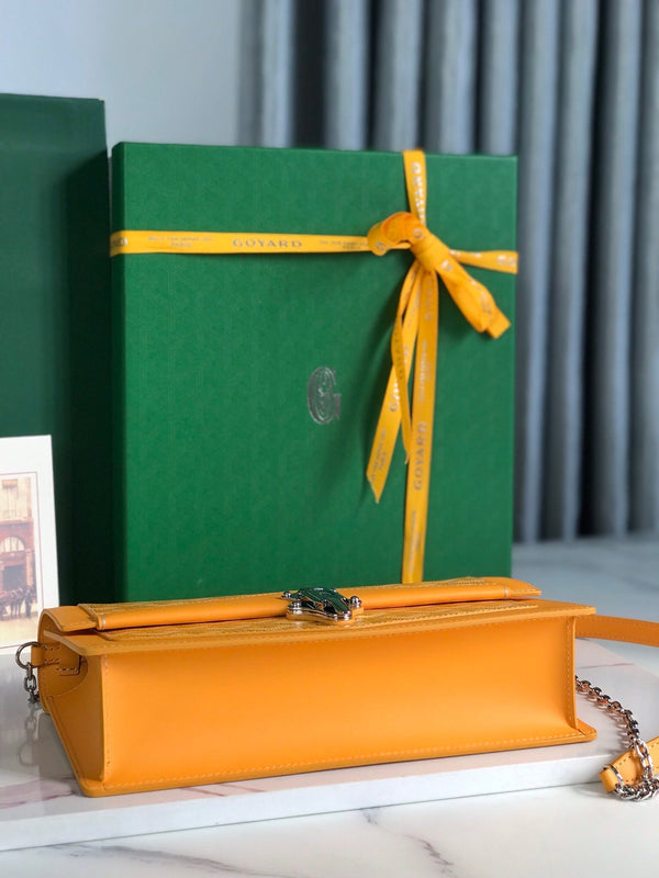 BORSA DUCHESSE MARIE-CAROLINE 25 IN TELA GOYARDINE GIALLA E PELLE DI VITELLO LISCIA