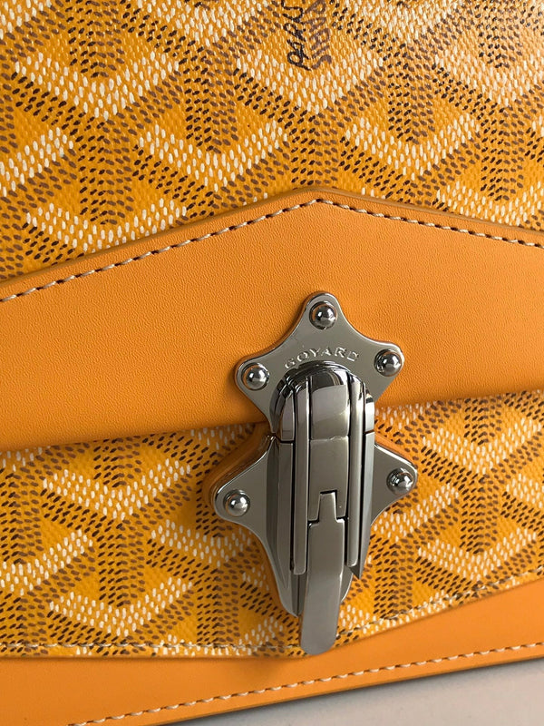 BORSA DUCHESSE MARIE-CAROLINE 25 IN TELA GOYARDINE GIALLA E PELLE DI VITELLO LISCIA