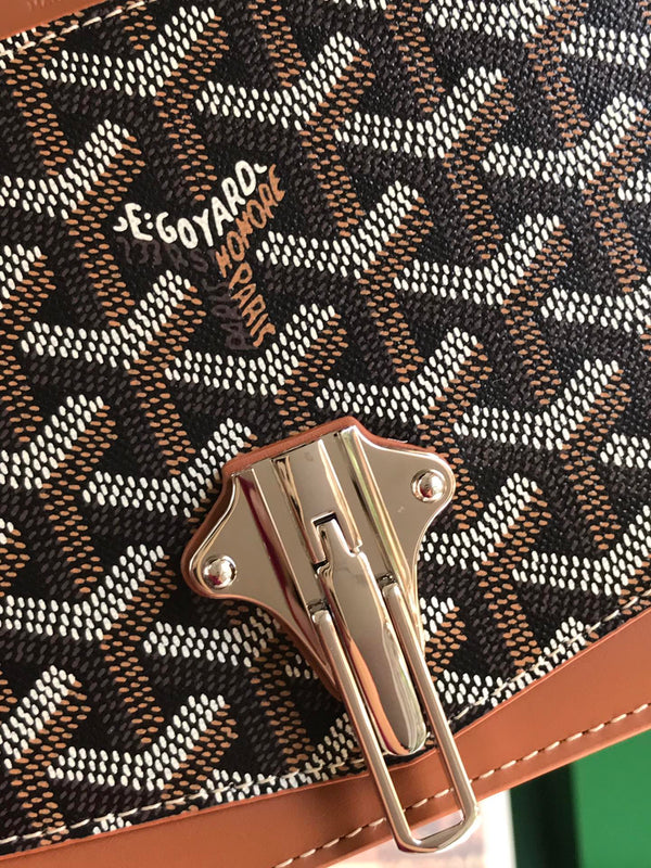 BORSA DUCHESSE MARIE-CAROLINE 25 IN TELA GOYARDINE NERA E PELLE DI VITELLO LISCIA COLOR TAN