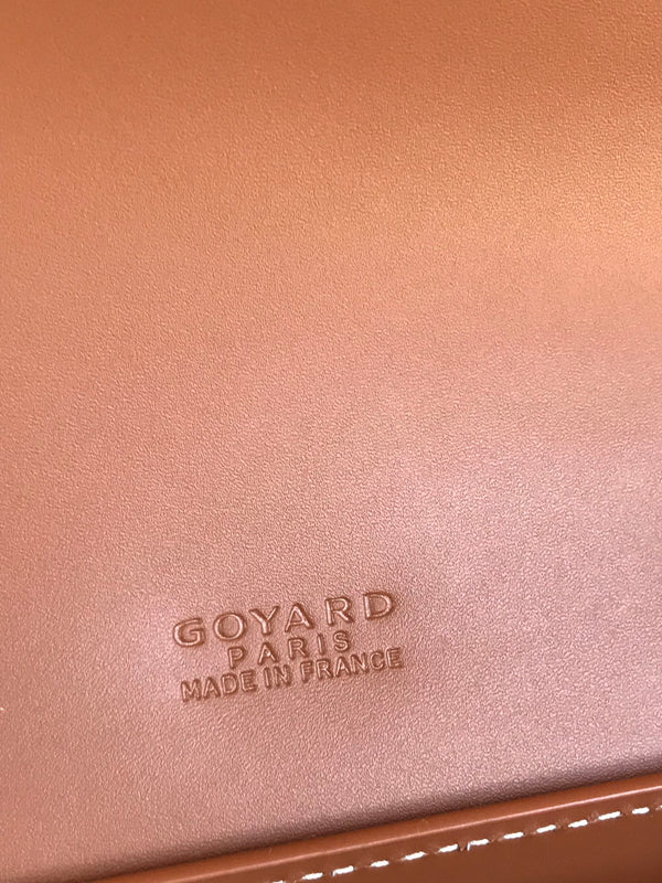 BORSA DUCHESSE MARIE-CAROLINE 25 IN TELA GOYARDINE NERA E PELLE DI VITELLO LISCIA COLOR TAN