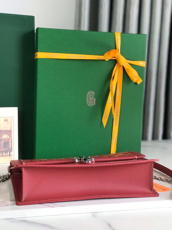 BORSA DUCHESSE MARIE-CAROLINE 25 IN TELA GOYARDINE ROSSA E PELLE DI VITELLO LISCIA