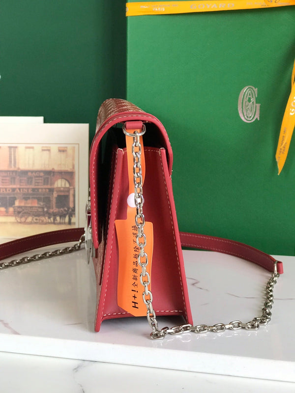 BORSA DUCHESSE MARIE-CAROLINE 25 IN TELA GOYARDINE ROSSA E PELLE DI VITELLO LISCIA