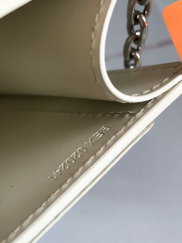 BORSA DUCHESSE MARIE-CAROLINE 25 IN TELA GOYARDINE BIANCA E PELLE DI VITELLO LISCIA