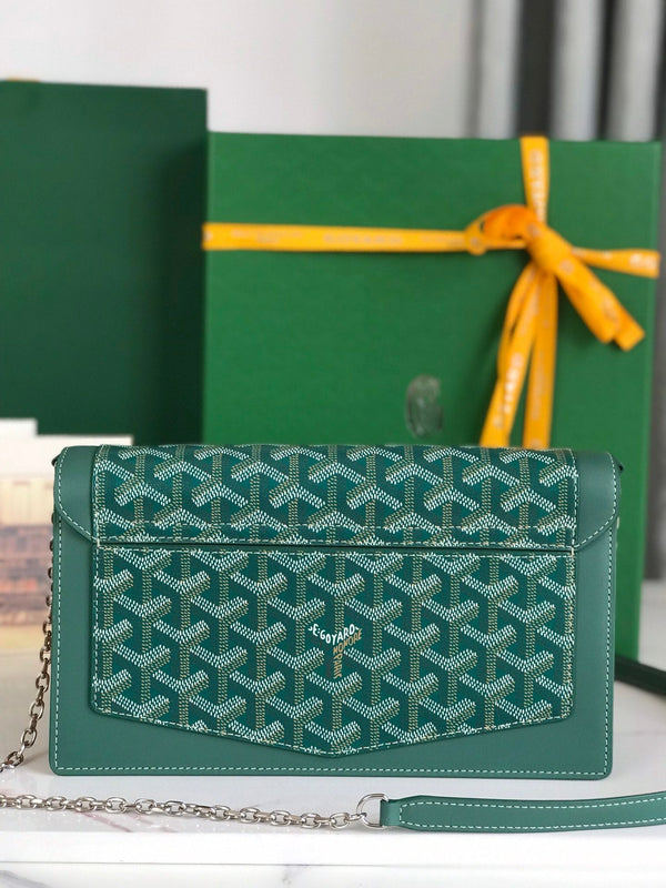 BORSA DUCHESSE MARIE-CAROLINE 25 IN TELA GOYARDINE VERDE E PELLE DI VITELLO LISCIA