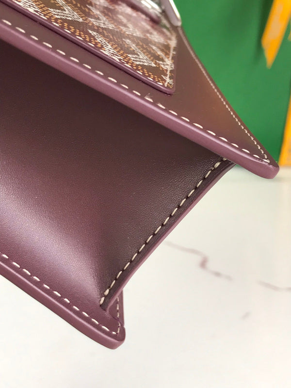 BORSA DUCHESSE MARIE-CAROLINE 25 IN TELA GOYARDINE ROSSO VINO E PELLE DI VITELLO LISCIA